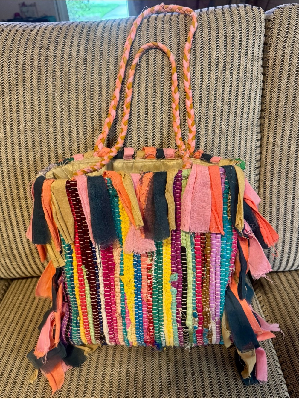 Colorful Multicolor Fringe Tote Bag - Women's Shoulder Bag